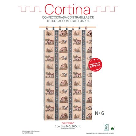 Cortina alpujarreña con trabillas de 140x260 cm