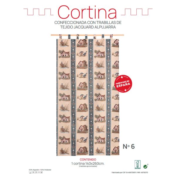 Cortina alpujarreña con trabillas de 140x260 cm