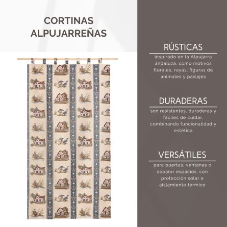 Cortina alpujarreña con trabillas CASAS Nº6 de 140x260 cm