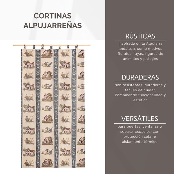 Cortina alpujarreña con trabillas CASAS Nº6 de 140x260 cm