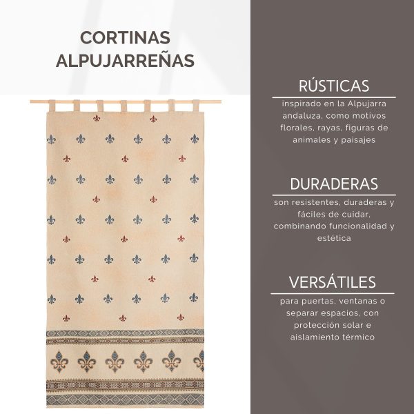 Cortina alpujarreña con trabillas FLOR DE LIS Nº52 de 140x260 cm