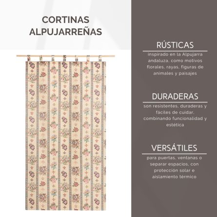 Cortina alpujarreña con trabillas FLORES Nº44 de 140x260 cm