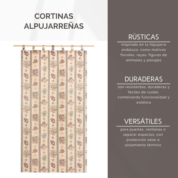 Cortina alpujarreña con trabillas FLORES Nº44 de 140x260 cm