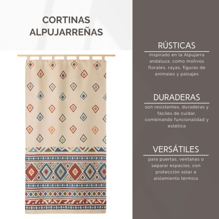 Cortina alpujarreña con trabillas ROMBOS Nº58 de 140x260 cm