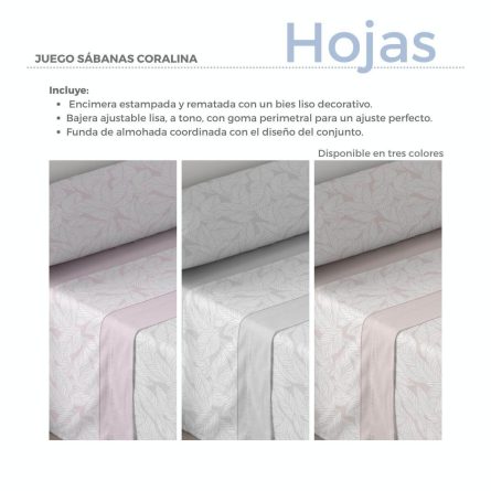Juego de sábanas coralina HOJAS de Lanovenanube