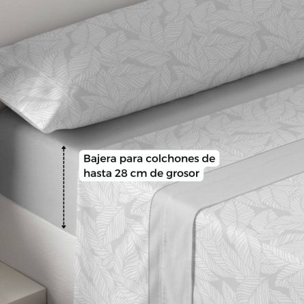 Juego de sábanas coralina HOJAS de Lanovenanube