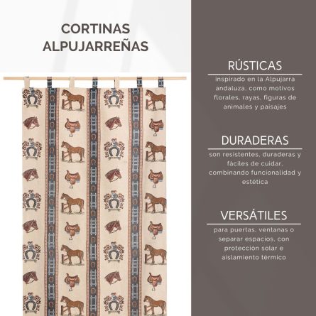 Cortina alpujarreña con trabillas CABALLOS Nº5 de 140x260 cm
